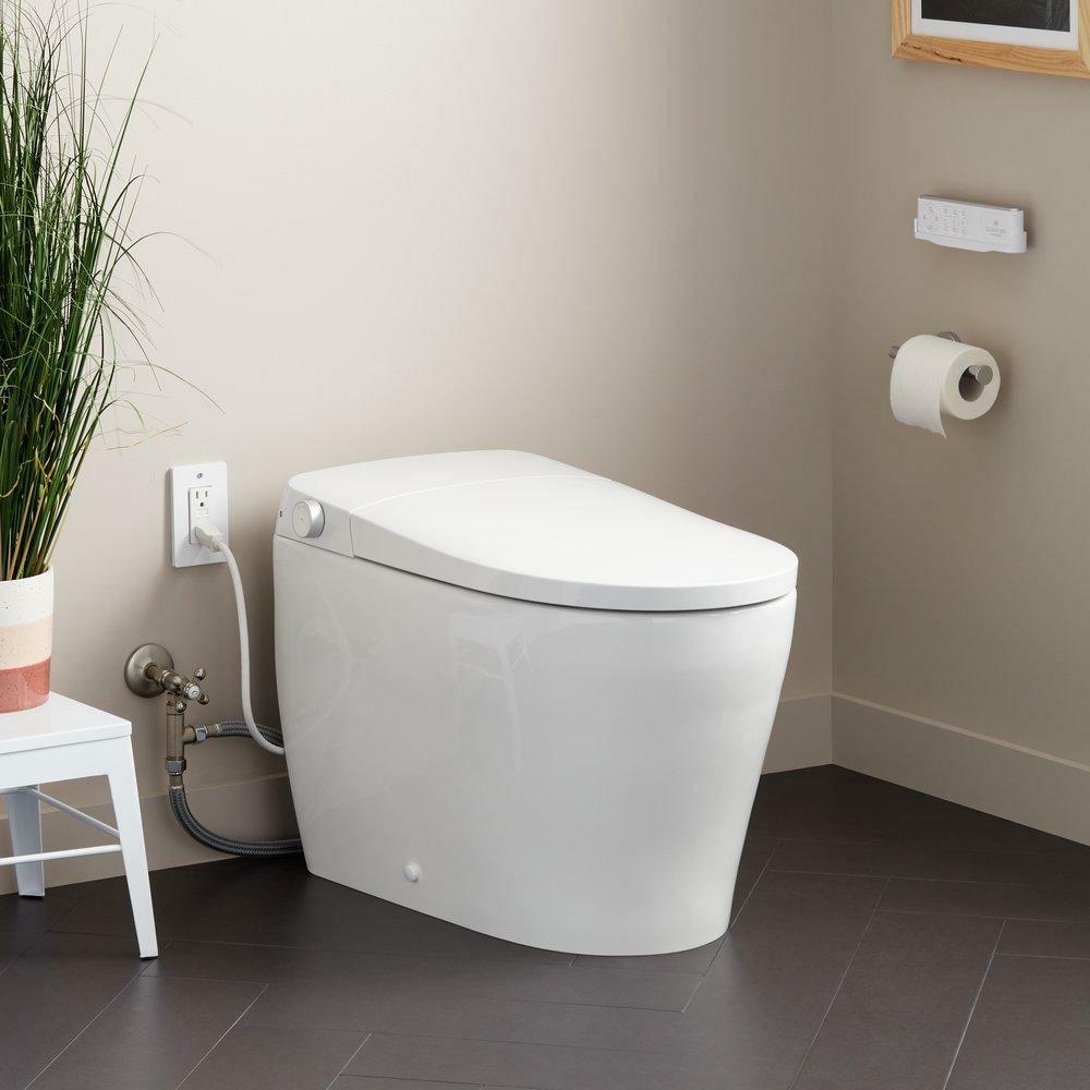 1.0 Gpf Elongated 1 Piece Toilet With Bidet In White Residential Toilets