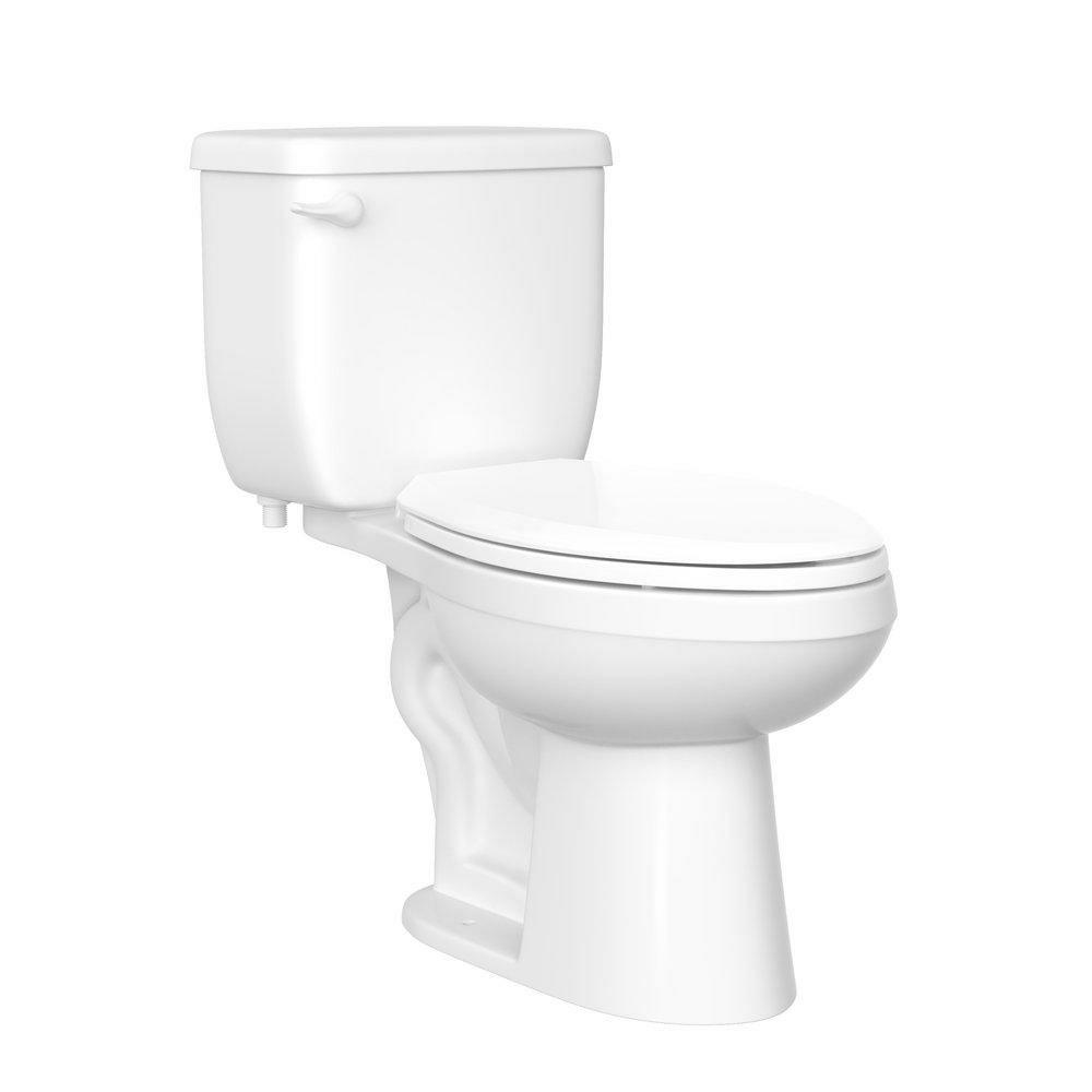 1.0 Gpf Elongated Two Piece Toilet In White With 14 In. Rough-In Residential Toilets