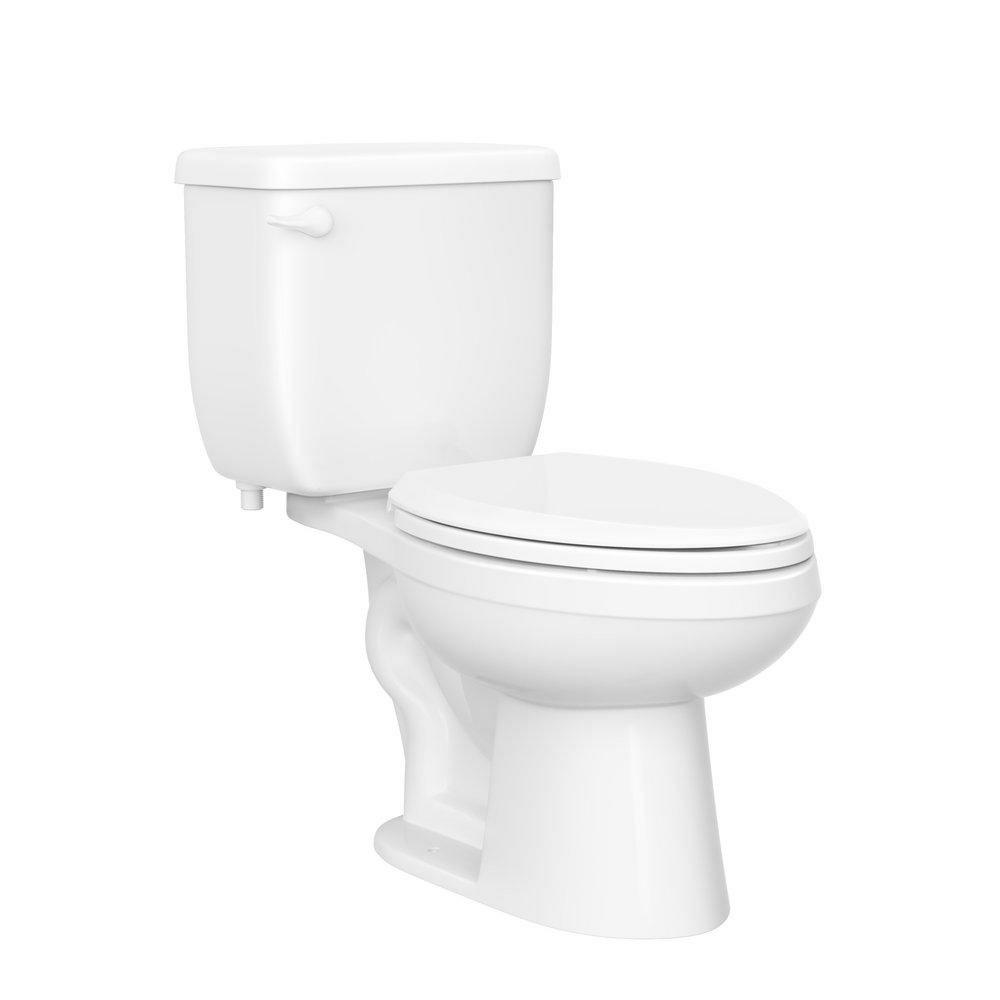 1.0 Gpf Round Two Piece Toilet In White With 14 In. Rough-In Residential Toilets