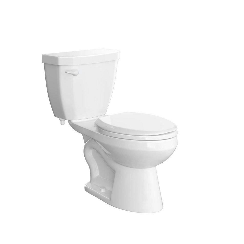 1.28 Gpf Elongated Two Piece Toilet In White With White Lever Residential Toilets White