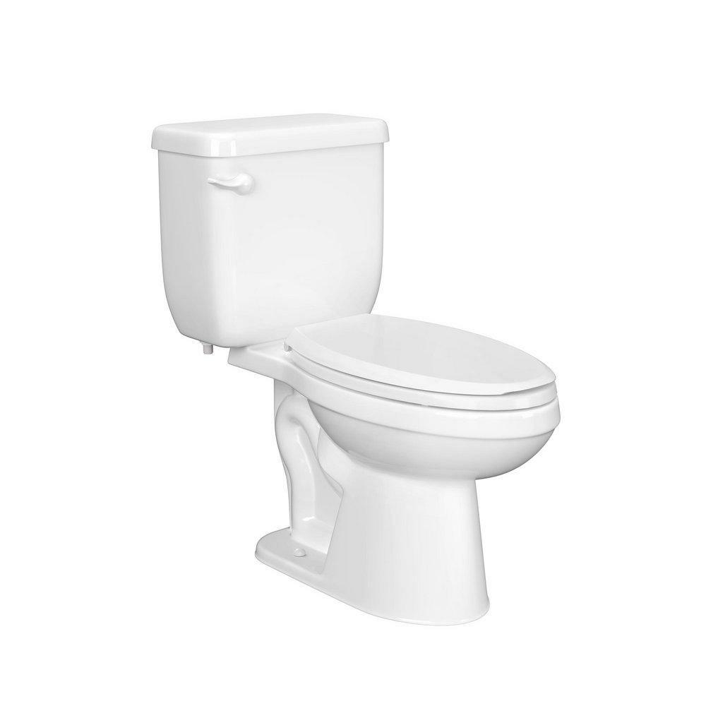 1.28 Gpf Elongated Two Piece Toilet In White With White Lever Residential Toilets