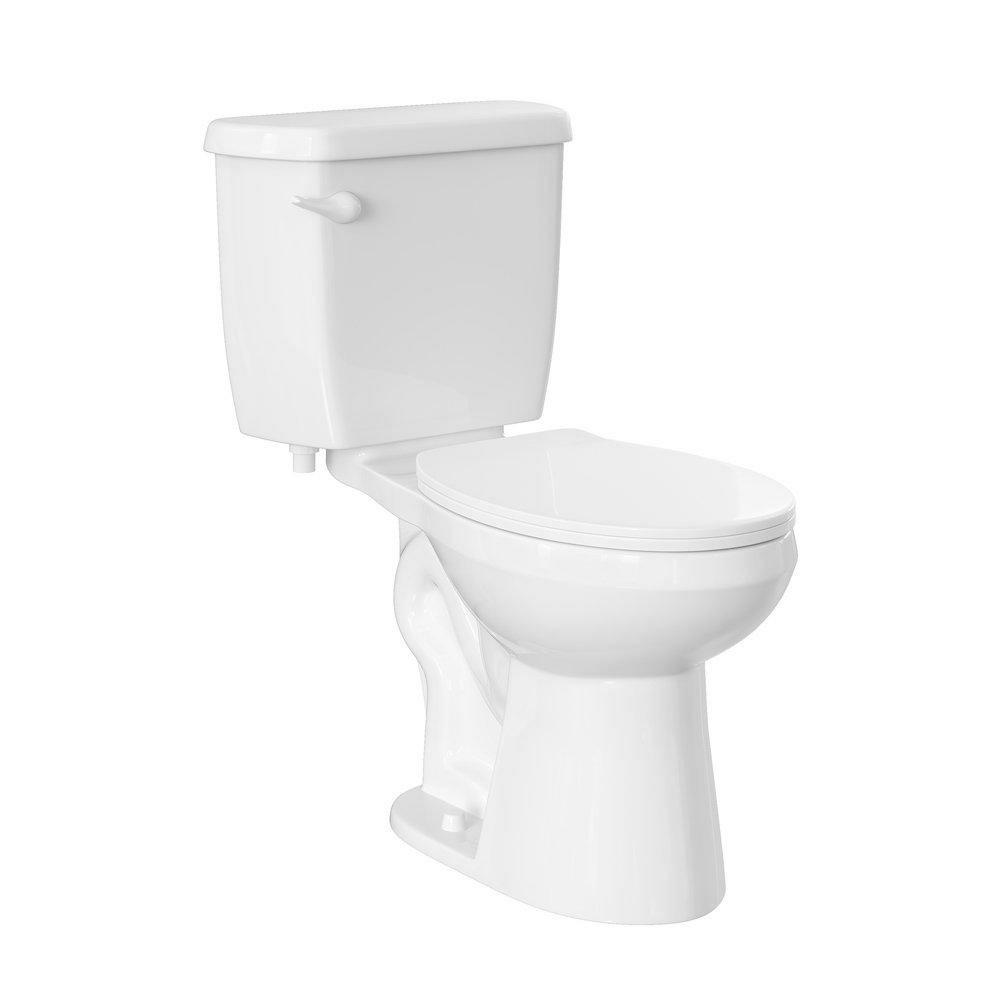 1.28 Gpf Round Two Piece Complete Toilet In White (Seat, Wax Ring & Closet Bolts Included) Residential Toilets White