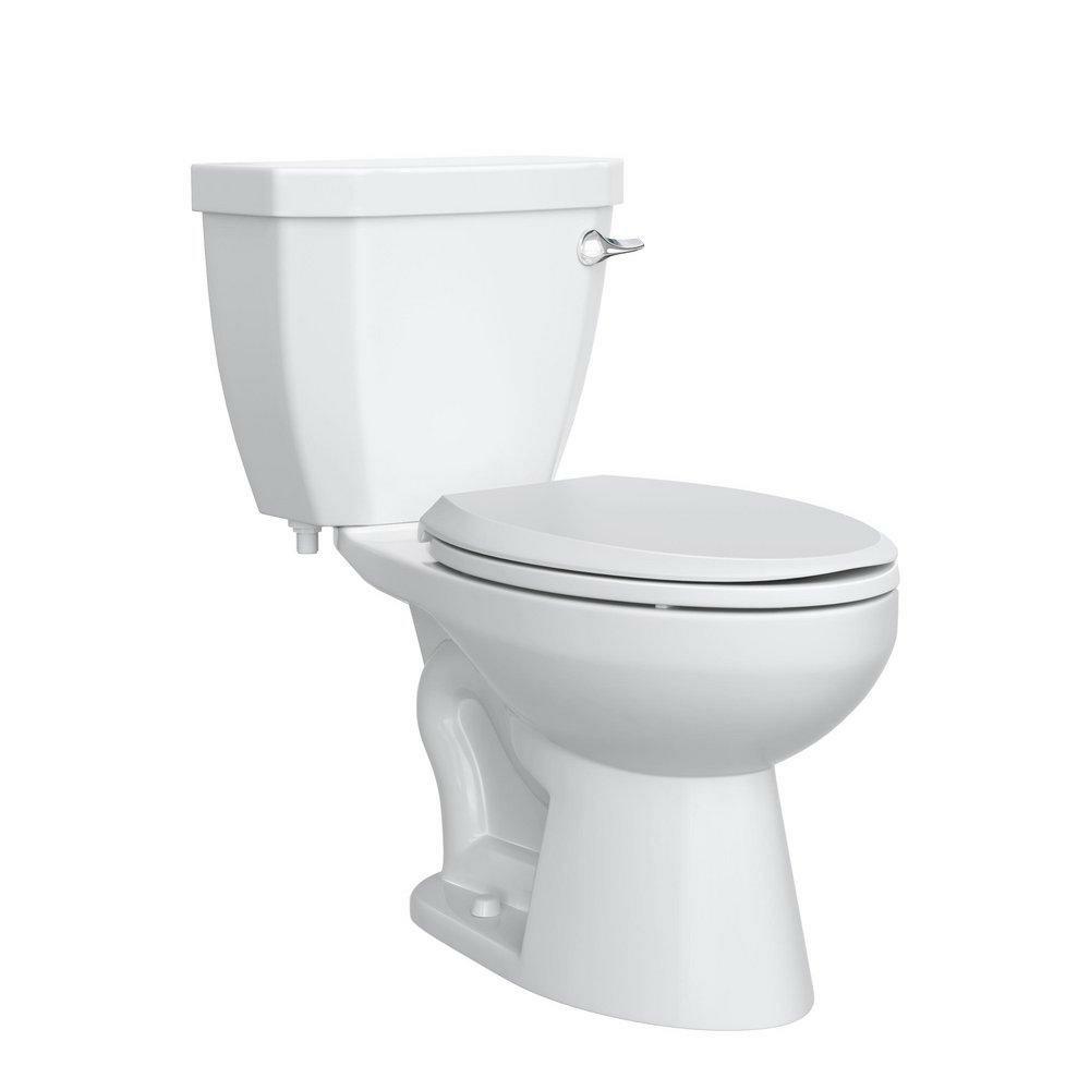 1.28 Gpf Round Two Piece Toilet In White With Right Hand Lever Residential Toilets