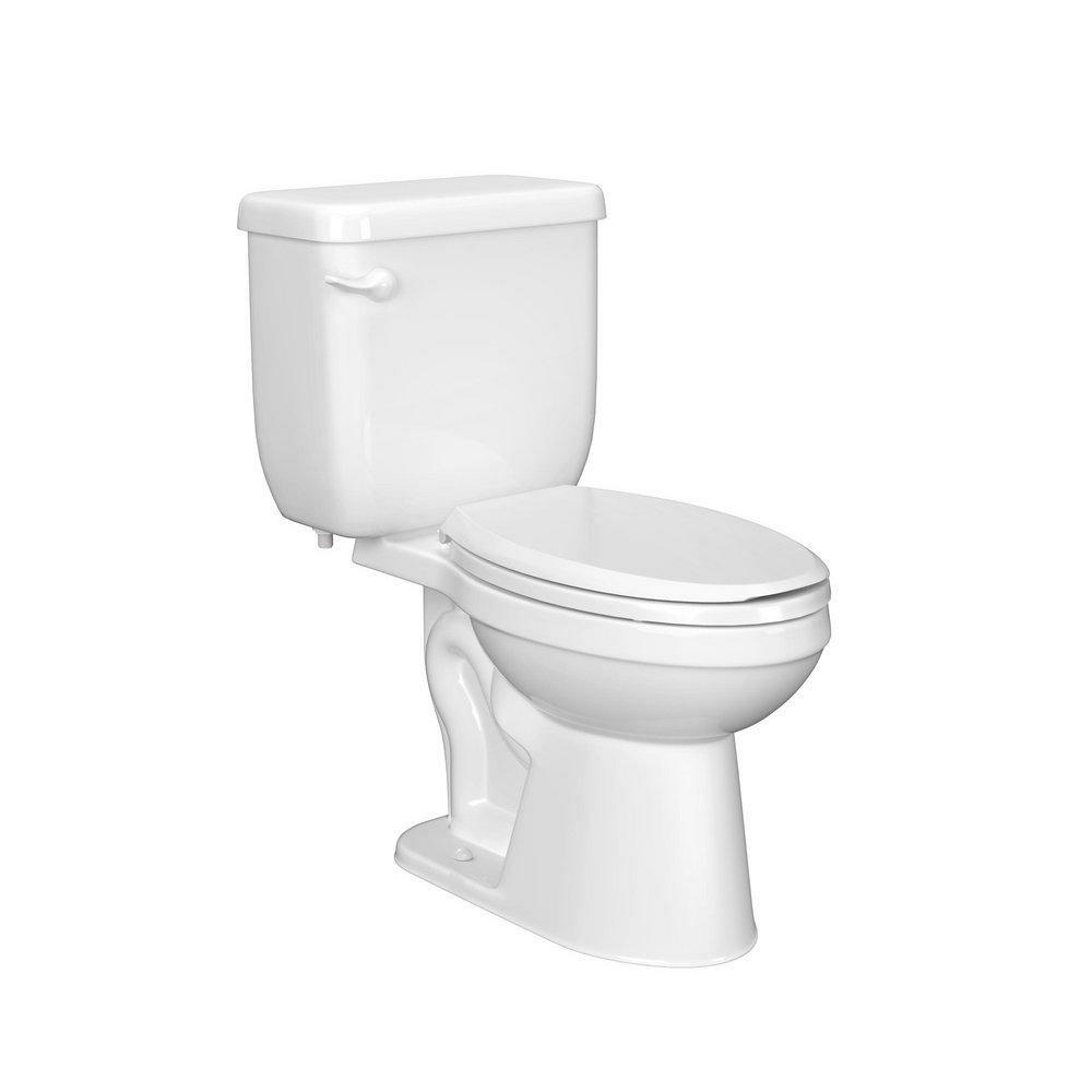 1.28 Gpf Round Two Piece Toilet In White With White Lever Residential Toilets