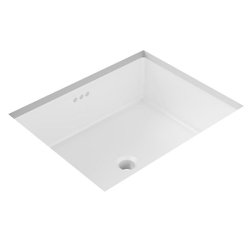 19-7/8 X 15-15/16 In. Rectangular Undermount Bathroom Sink In White Bathroom Sinks White