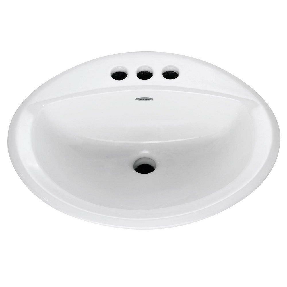 20-3/8 X 17-37/100 In. Oval Drop-In Bathroom Sink In White Bathroom Sinks White