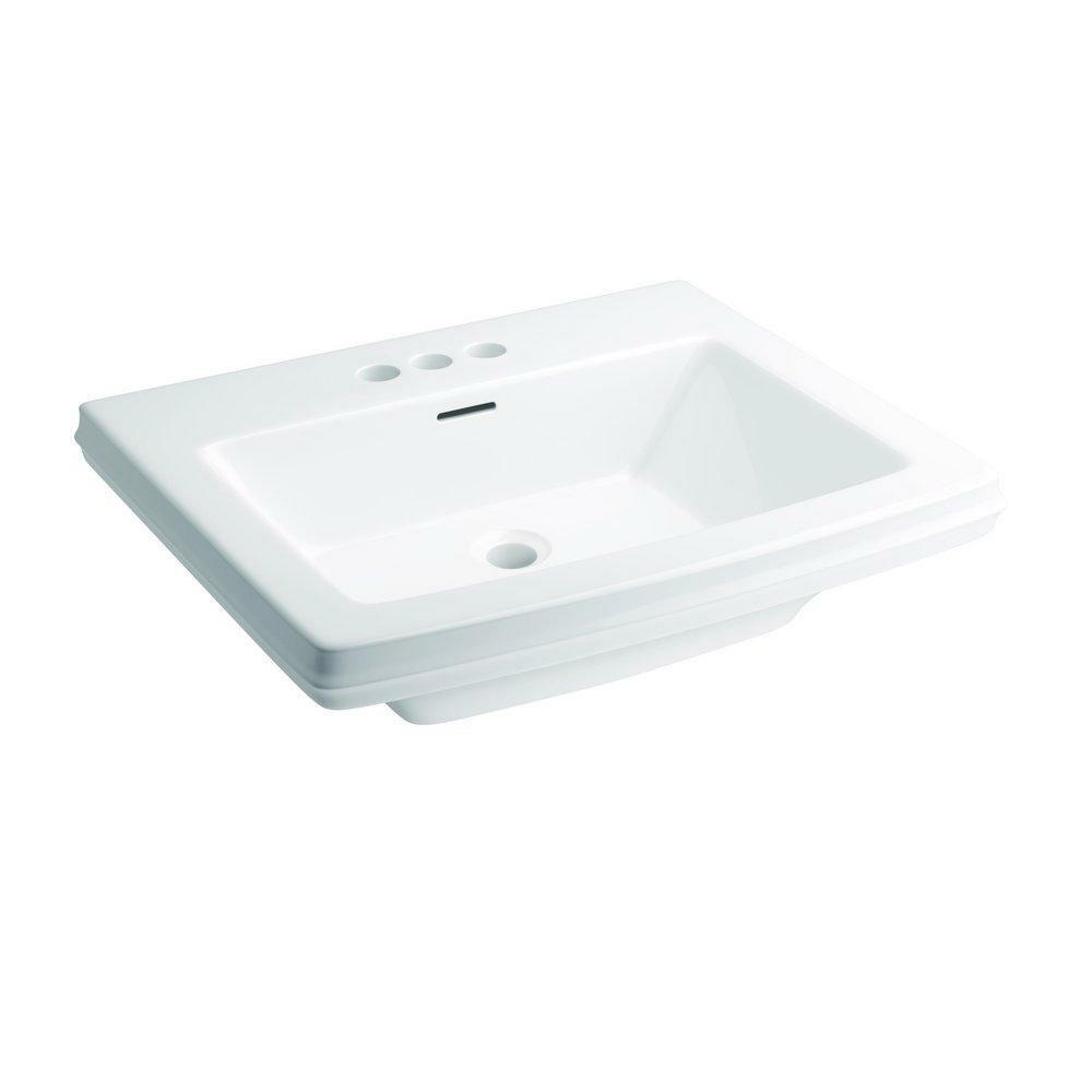 24-1/2 X 20-1/2 In. Pedestal Bathroom Sink Centerset In White Bathroom Sinks White