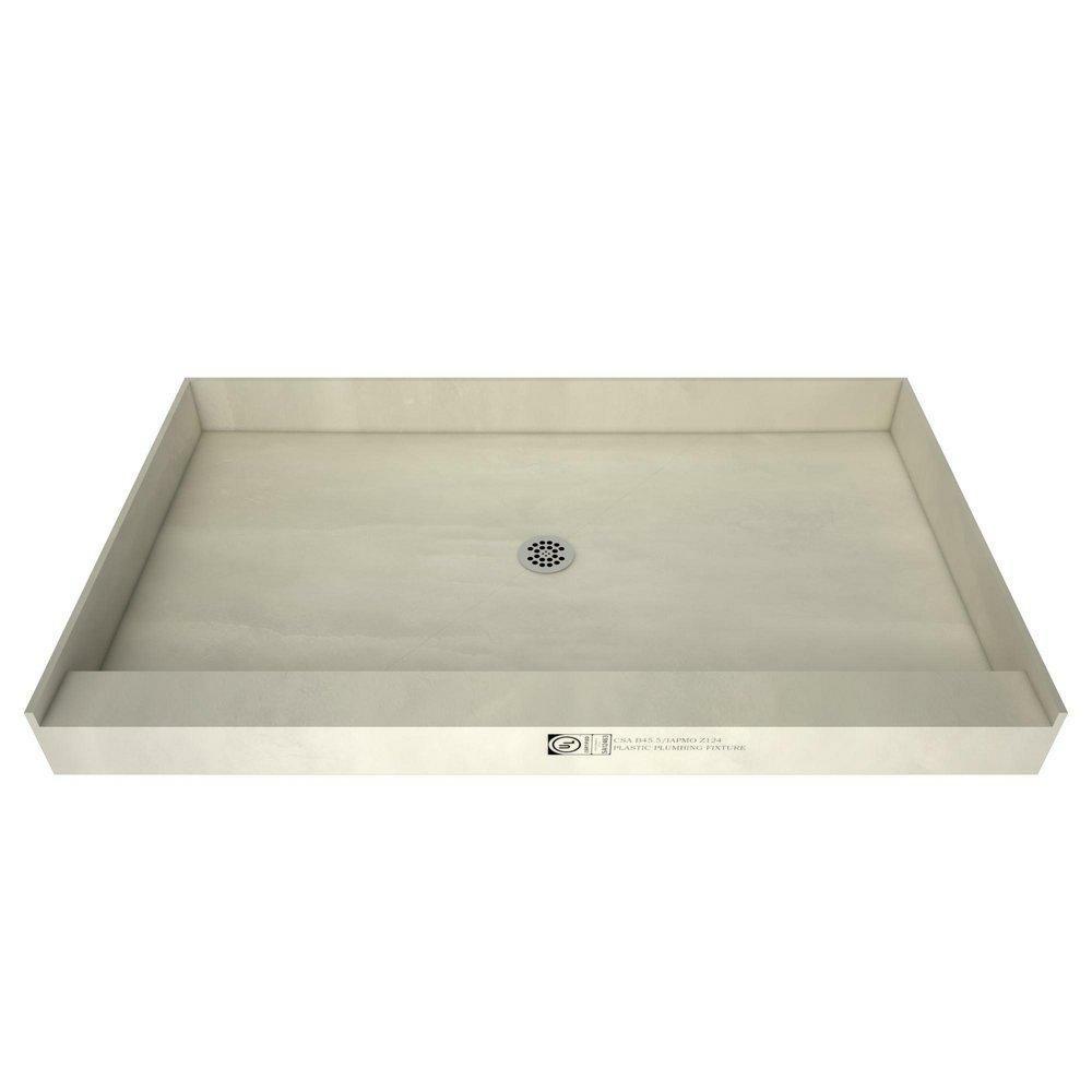 36 In. X 48 In. Shower Base With Center Drain In Grey Bathtubs & Showers Polished Chrome