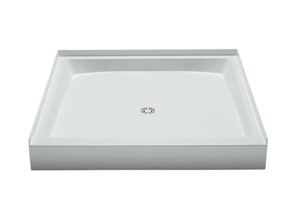 42 In. X 42 In. Shower Base With Center Drain In White Bathtubs & Showers White