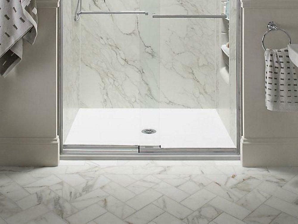 48 In. X 36 In. Shower Base With Center Drain In White Bathtubs & Showers White