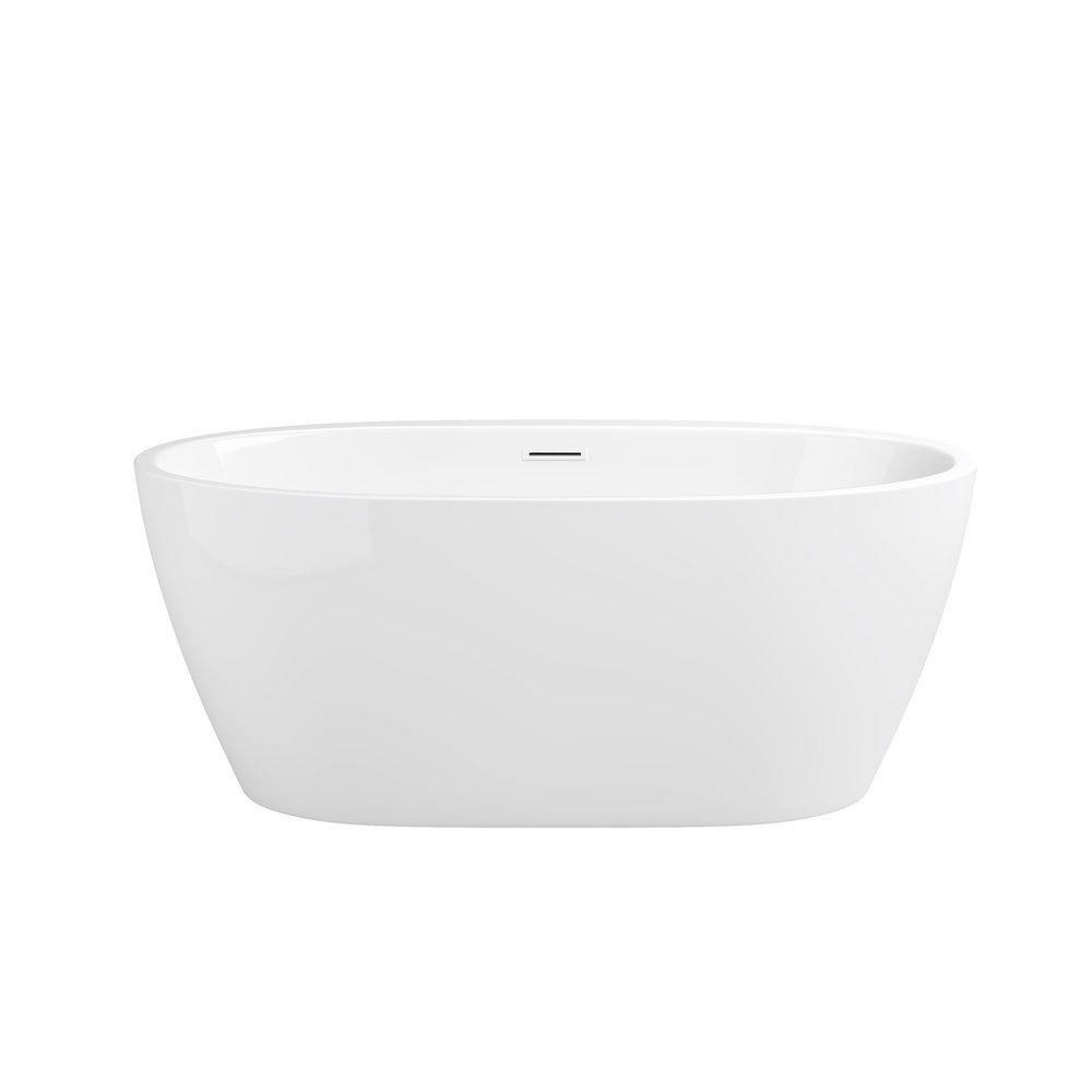 59 X 31-1/2 In. Freestanding Bathtub With Center Drain In White Bathtubs & Showers