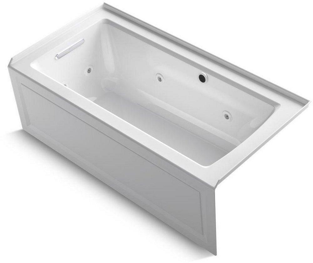 60 In. X 30 In. Whirlpool Alcove Bathtub With Left Drain In White Alcove Bathtubs