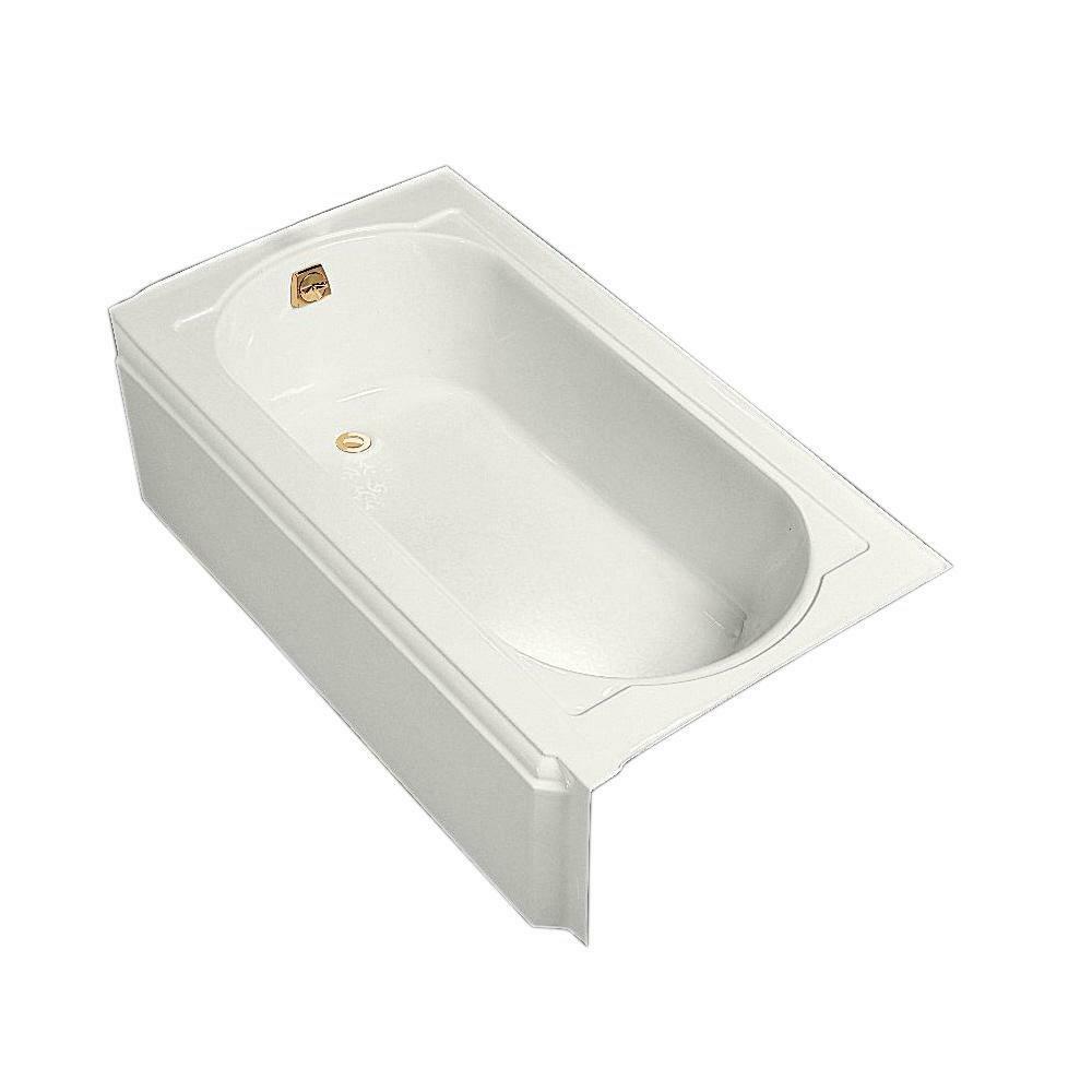 60 In. X 32 In. Soaker Alcove Bathtub With Left Drain In White White