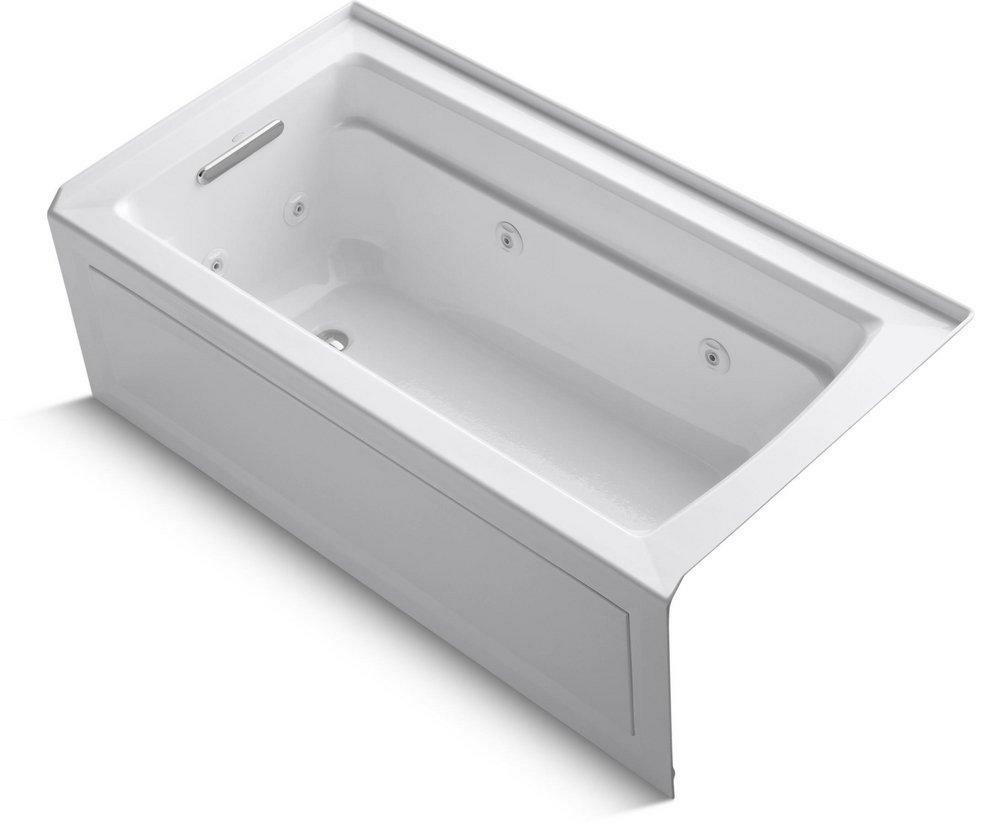 60 In. X 32 In. Whirlpool Alcove Bathtub With Left Drain In White Alcove Bathtubs White