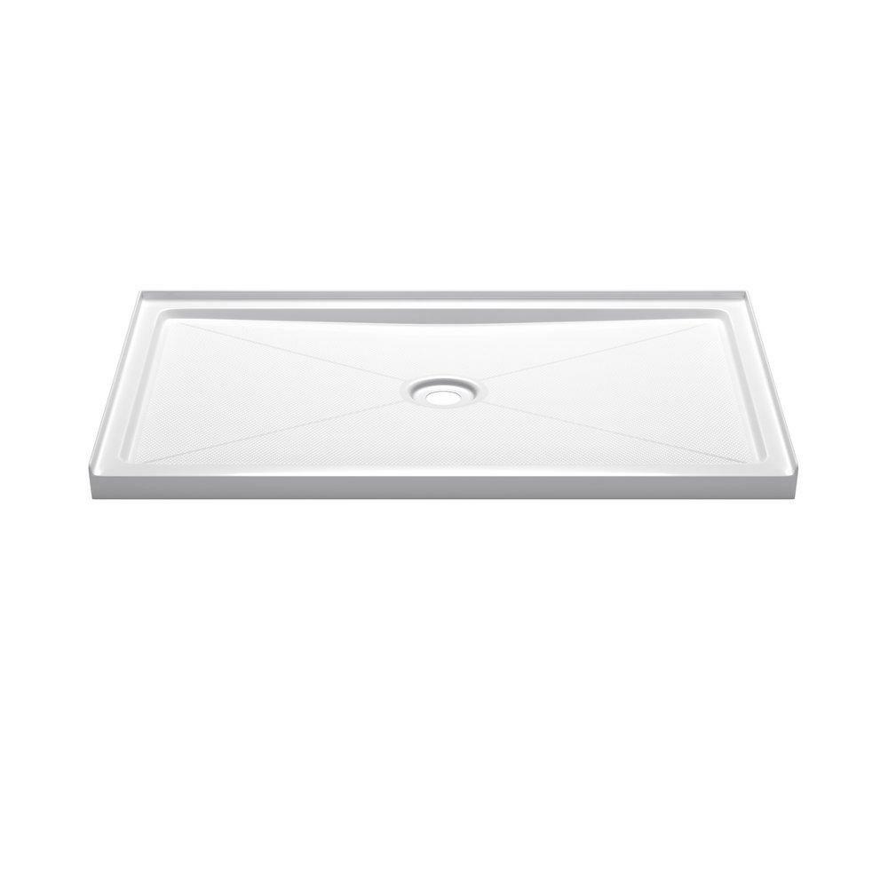 60 In. X 36 In. Shower Base With Center Drain In White Bathtubs & Showers