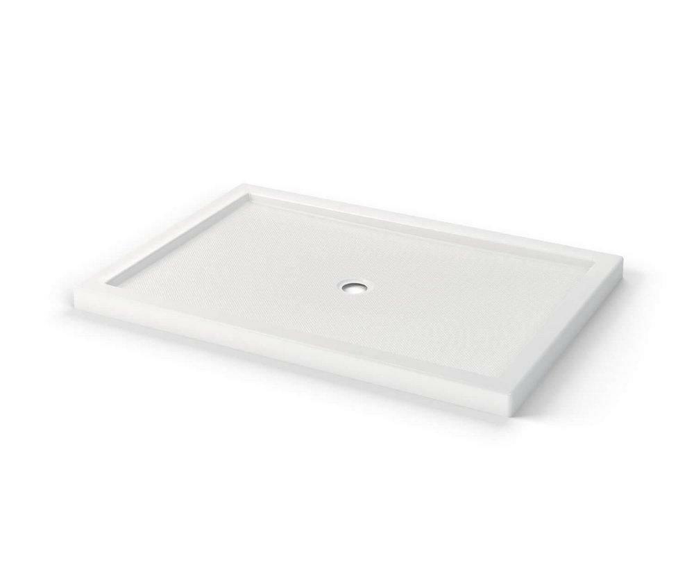 60 In. X 42 In. Corner Shower Base With Center Drain In White Bathtubs & Showers