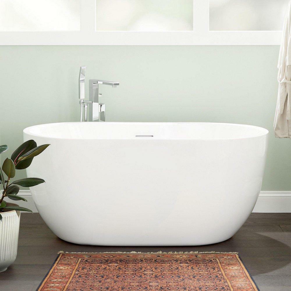 61″ Boyce Acrylic Tub- White Drain Trim Bathtubs & Showers