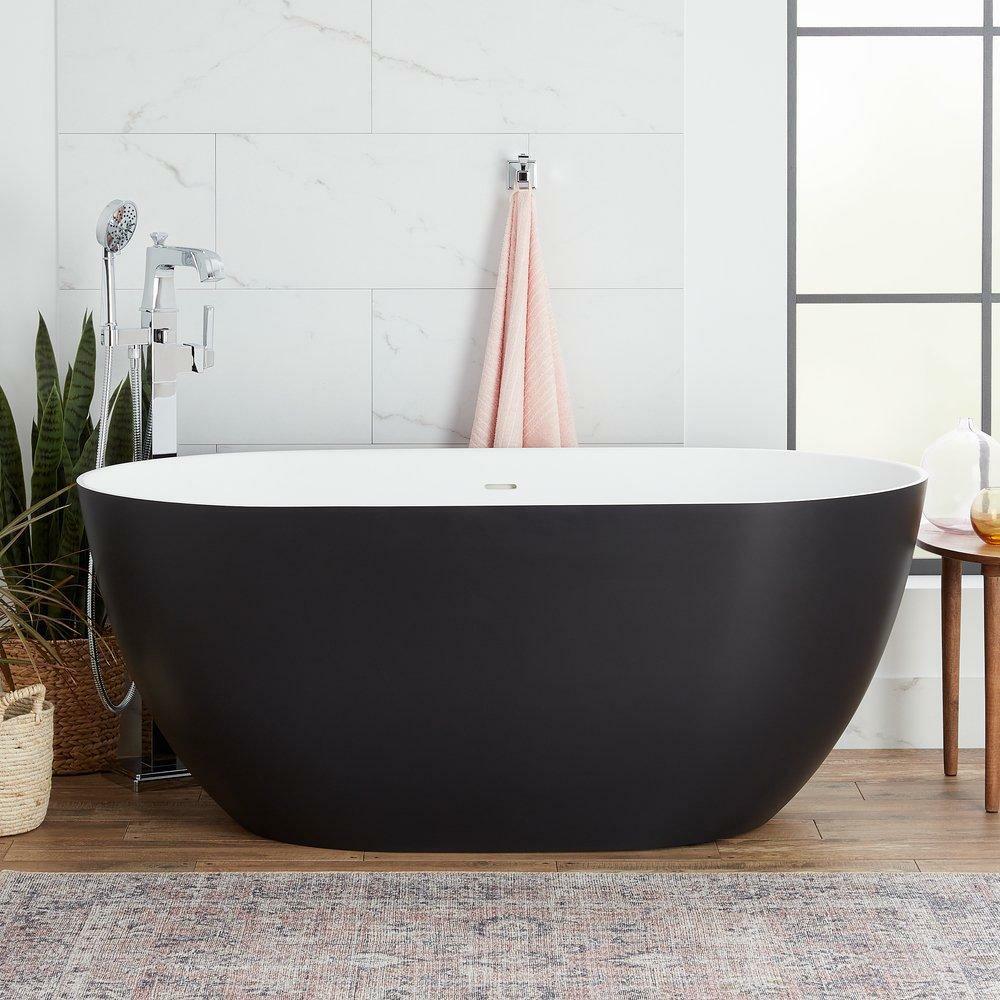 66 X 32 In. Freestanding Bathtub Center In Matte Black Bathtubs & Showers Matte Black