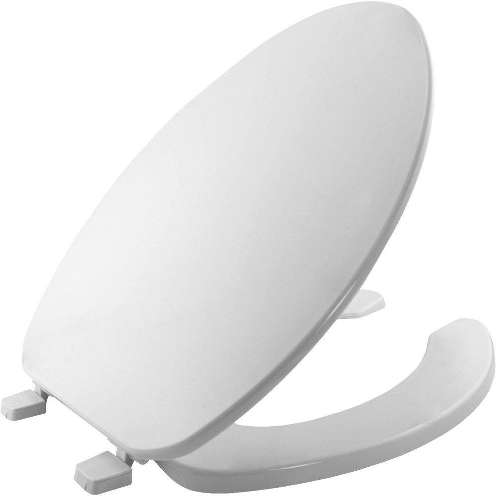 Elongated Open Front Toilet Seat With Cover In White Toilet Seat & Bidet Seats White