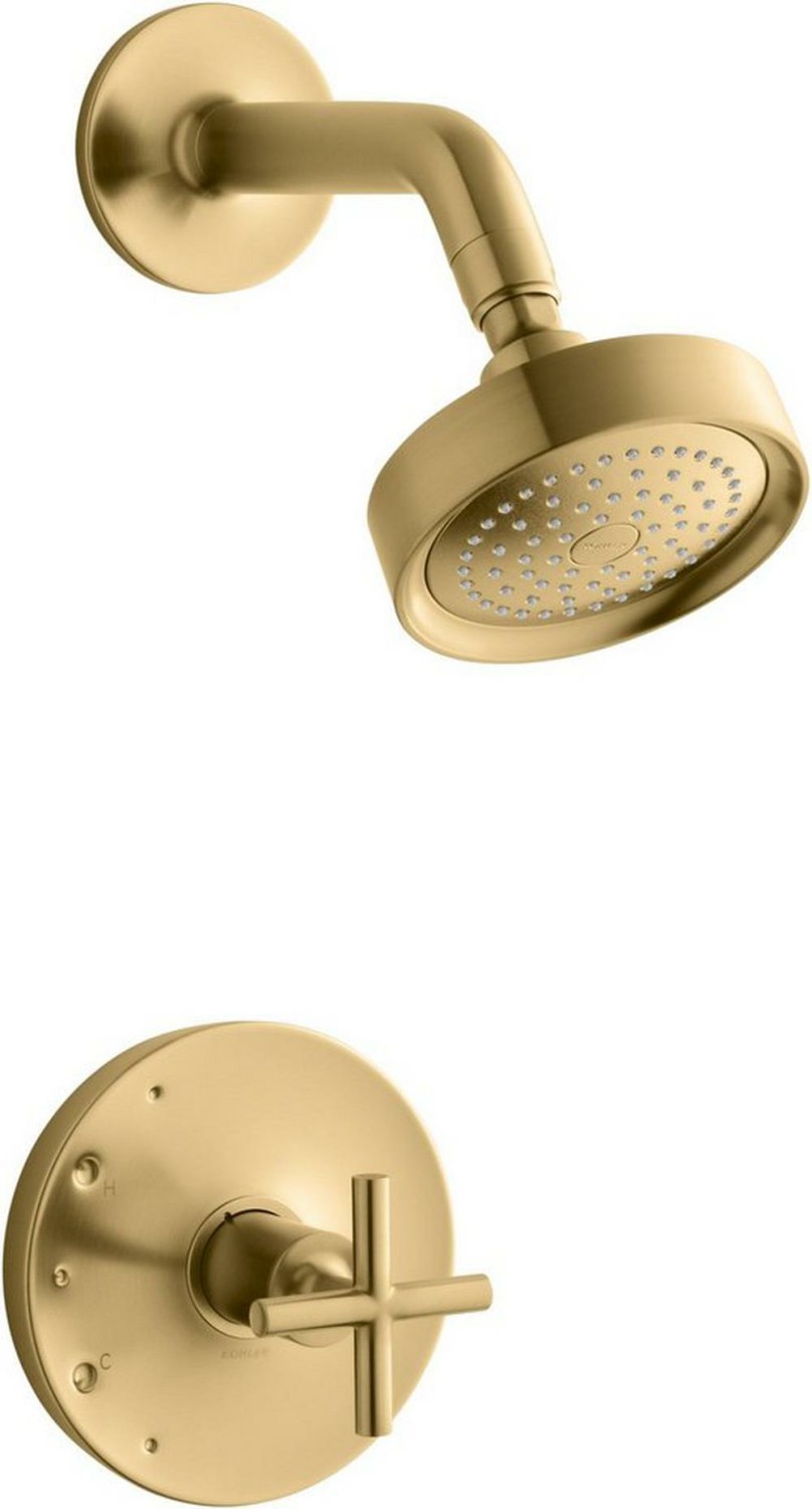 One Handle Single Function Shower Faucet In Vibrant® Brushed Moderne Brass (Trim Only) Bathroom Faucets Vibrant Brushed Moderne Brass