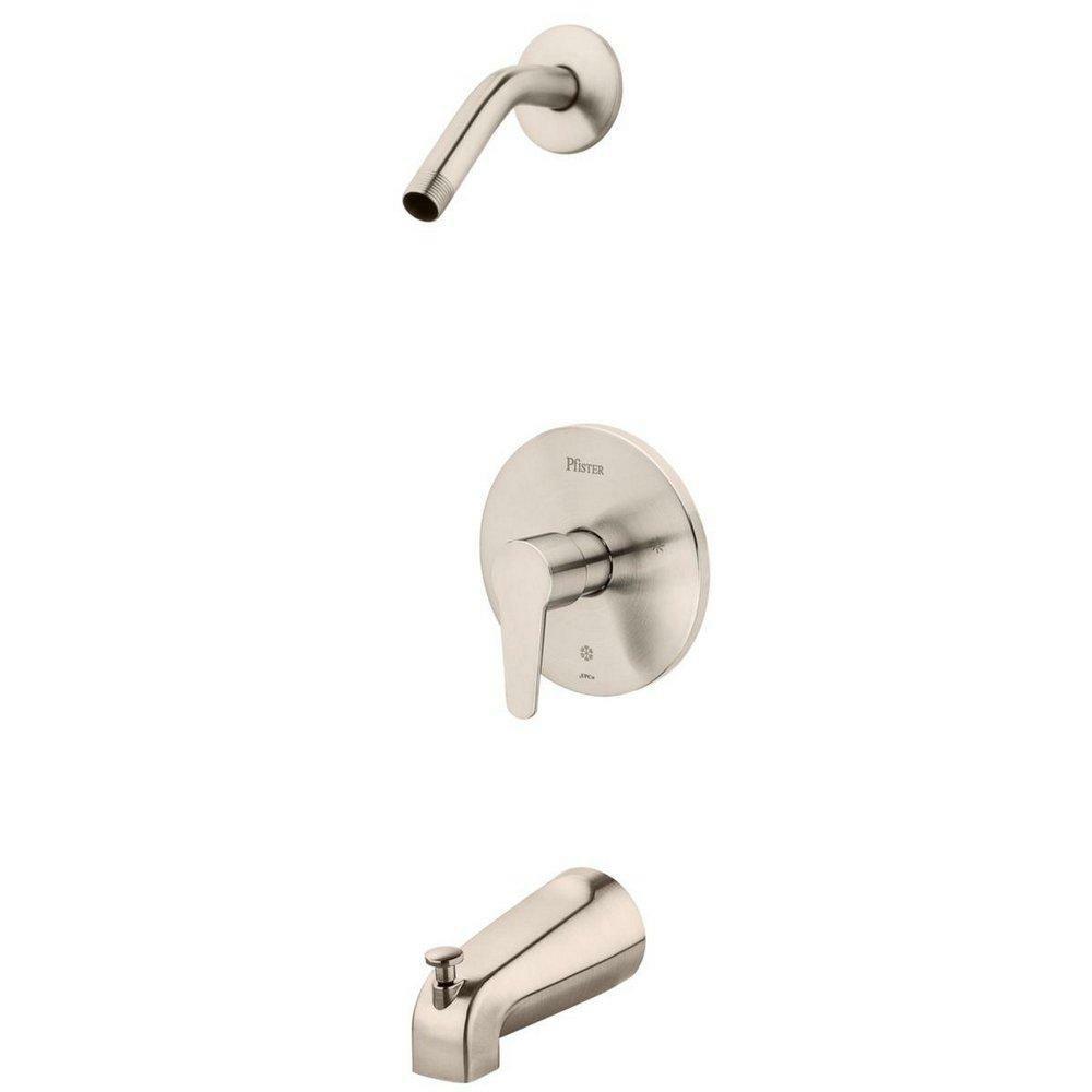 Single Handle Bathtub & Shower Faucet In Brushed Nickel (Trim Only) Bathroom Faucets Brushed Nickel