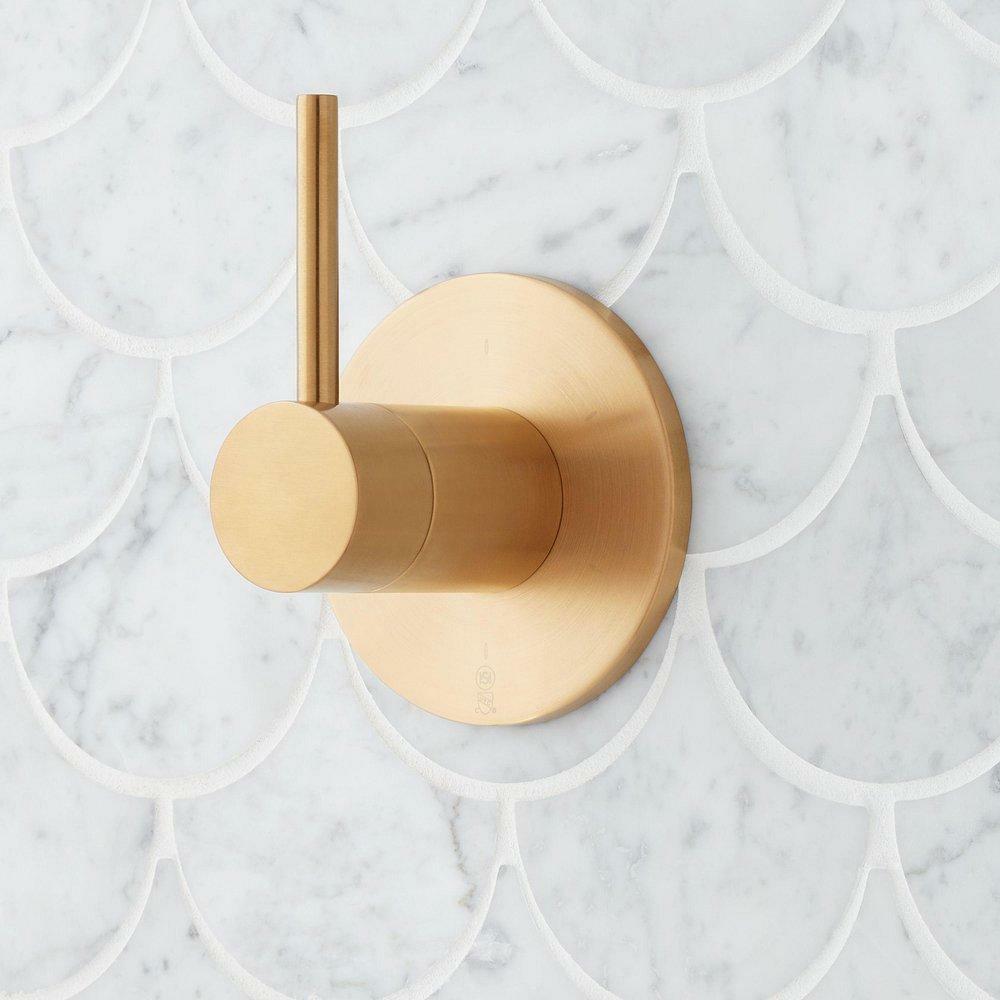 Single Handle Pressure Balancing Valve Trim In Brushed Gold Bathroom Faucets Brushed Gold