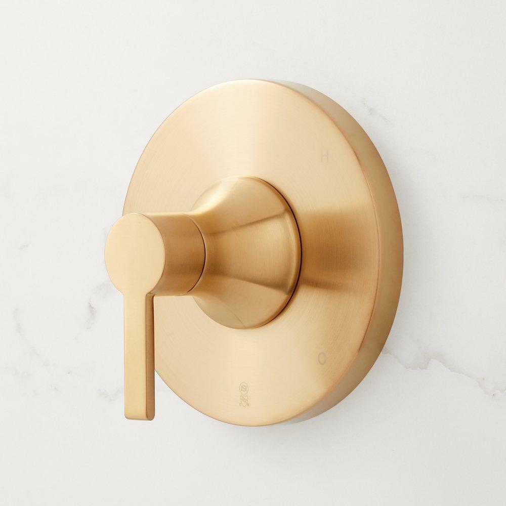 Single Handle Pressure Balancing Valve Trim In Brushed Gold Bathroom Faucets Brushed Gold