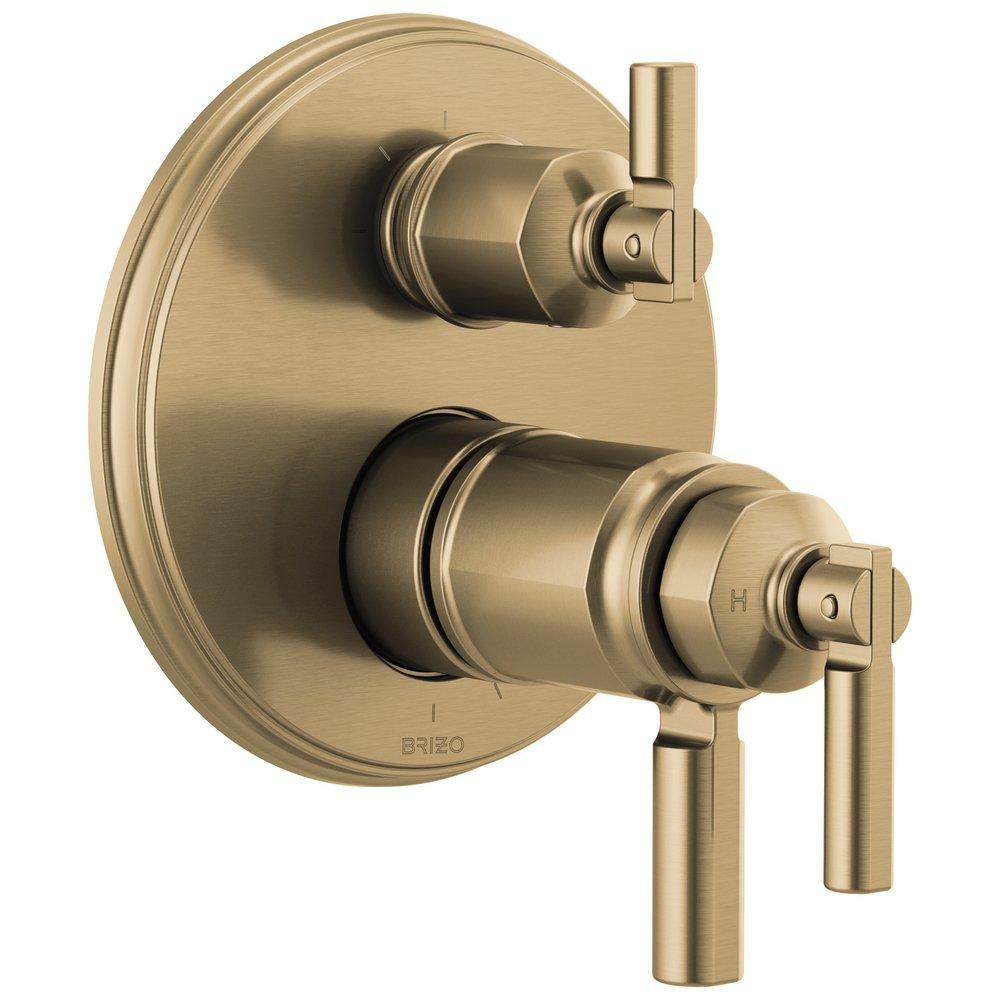 Three Handle Thermostatic Valve Trim In Luxe Gold Bathroom Faucets Luxe Gold