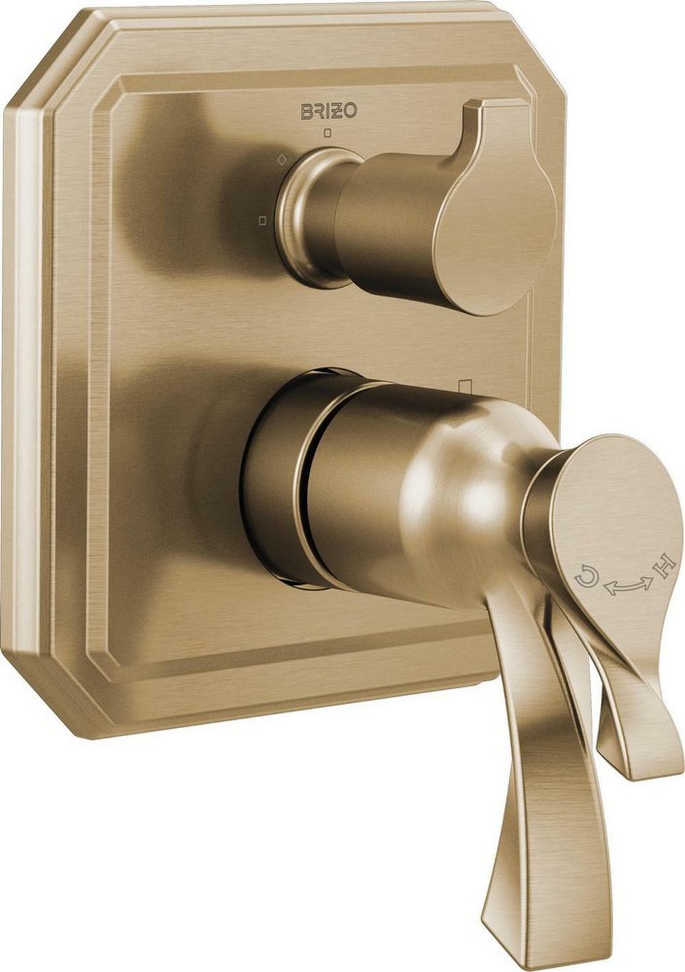 Three Handle Thermostatic Valve Trim In Luxe Gold Bathroom Faucets Luxe Gold