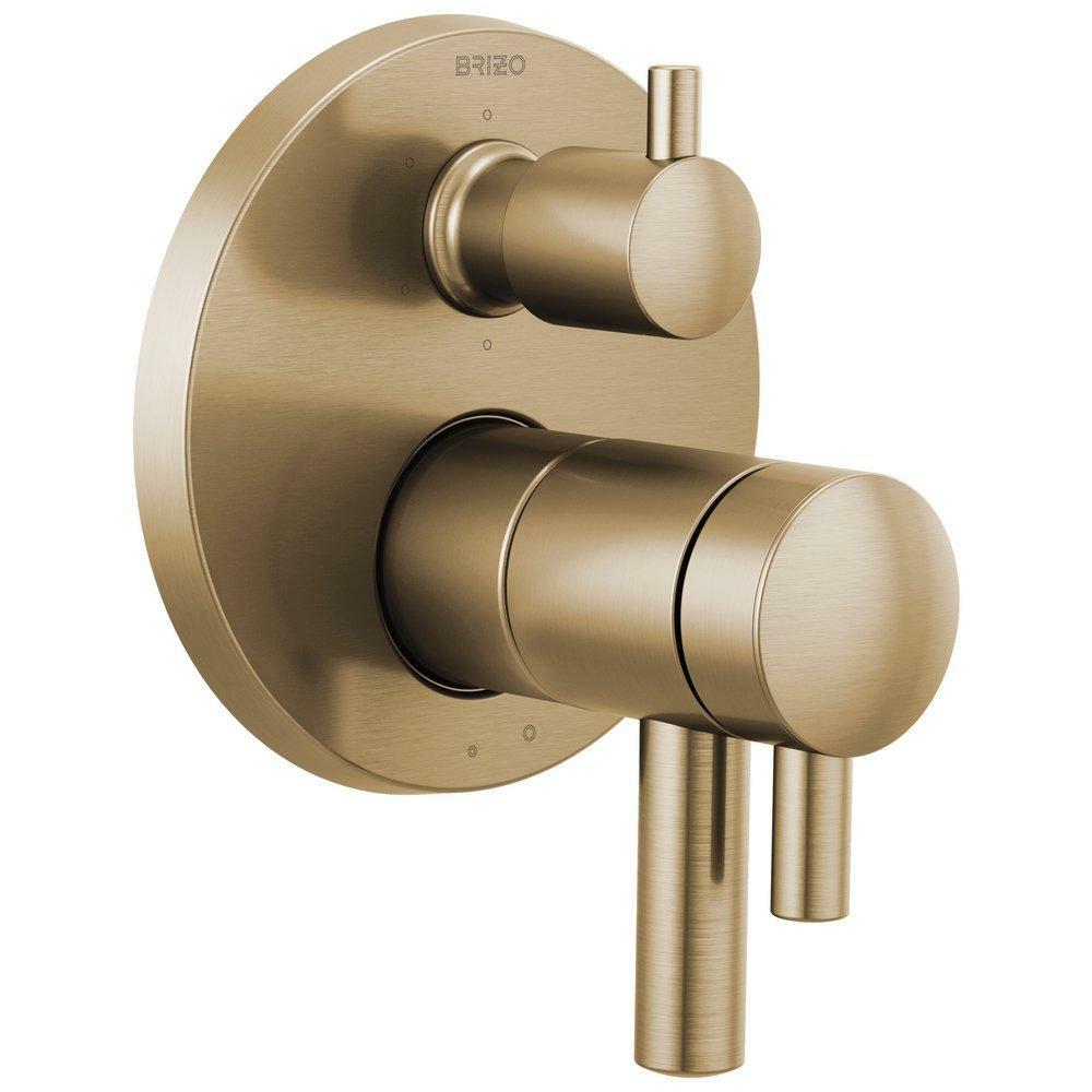 Three Handle Thermostatic Valve Trim In Luxe Gold Bathroom Faucets Luxe Gold