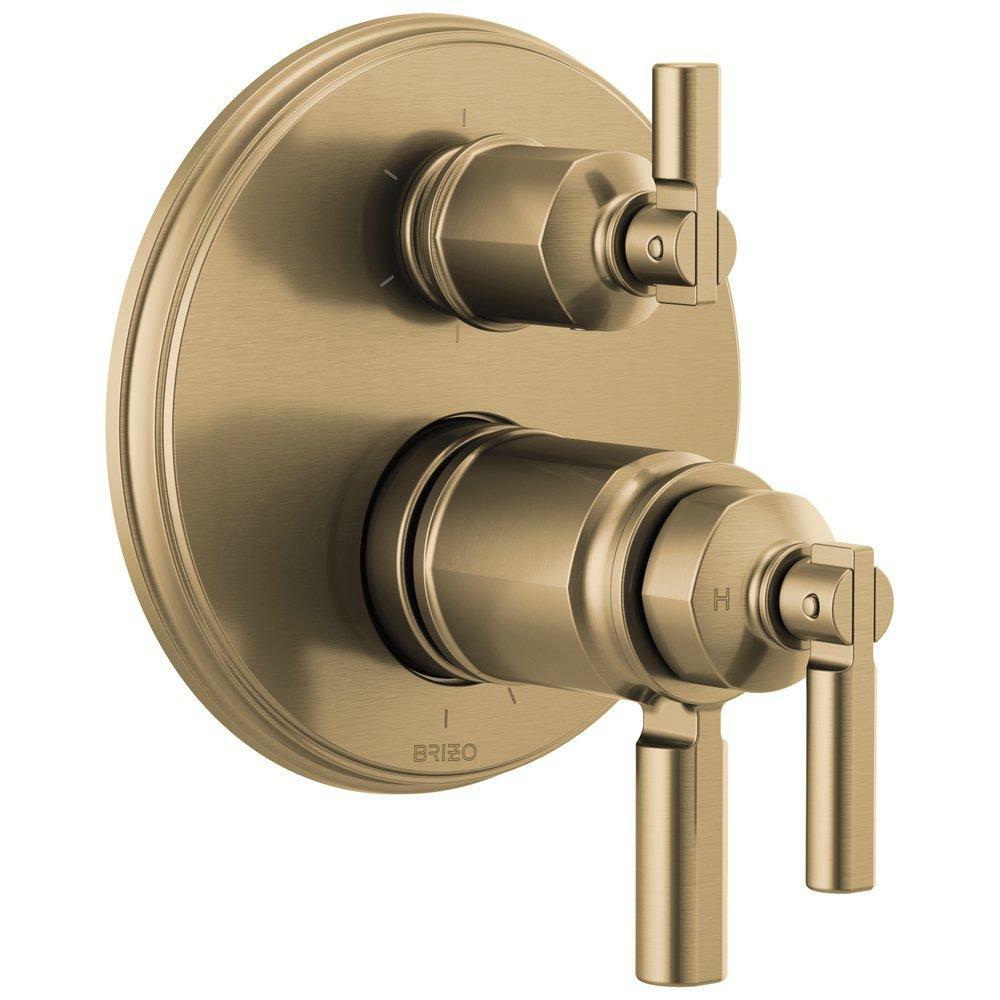 Three Handle Thermostatic Valve Trim In Luxe Gold Bathroom Faucets Luxe Gold