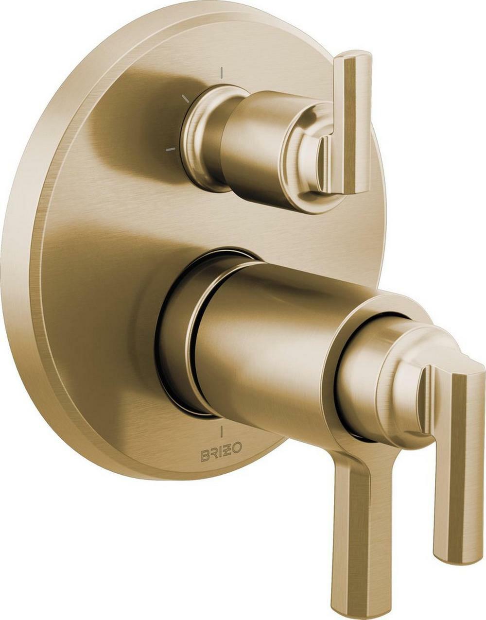 Three Handle Thermostatic Valve Trim In Luxe Gold Bathroom Faucets Luxe Gold