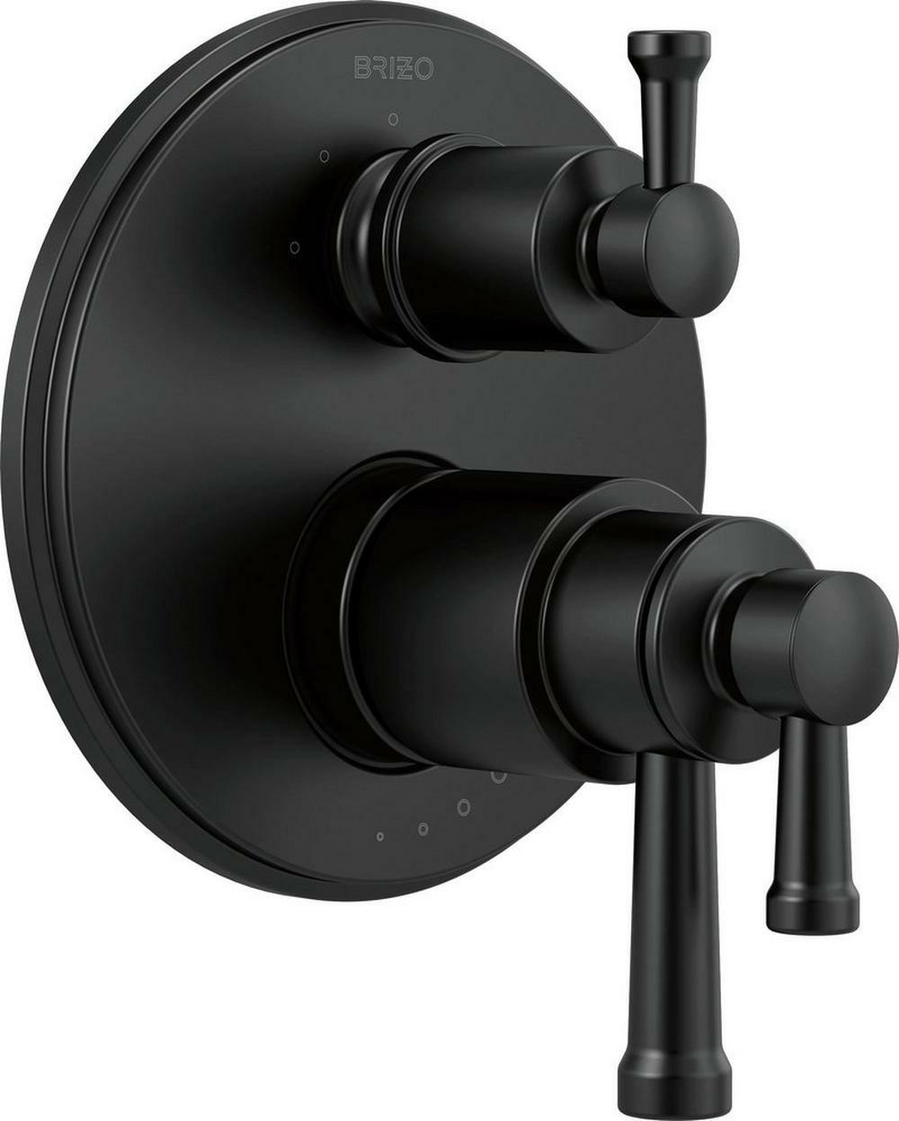 Three Handle Thermostatic Valve Trim In Matte Black Bathroom Faucets Matte Black