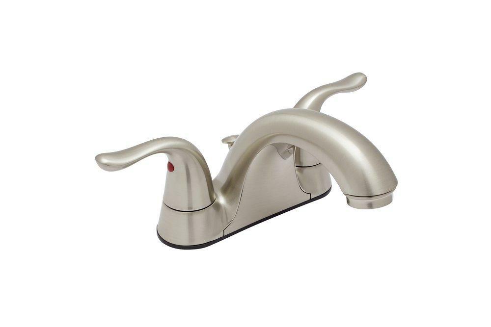 Two Handle Centerset Bathroom Sink Faucet In Brushed Nickel Bathroom Faucets Brushed Nickel