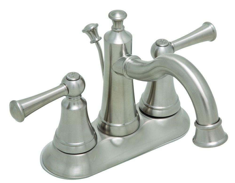 Two Handle Centerset Bathroom Sink Faucet In Brushed Nickel Bathroom Faucets Brushed Nickel