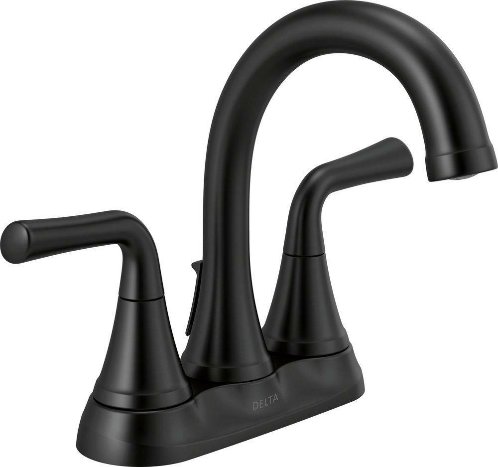 Two Handle Centerset Bathroom Sink Faucet In Matte Black Bathroom Faucets Matte Black