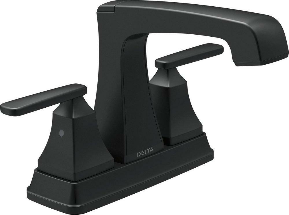 Two Handle Centerset Bathroom Sink Faucet In Matte Black Bathroom Faucets Matte Black