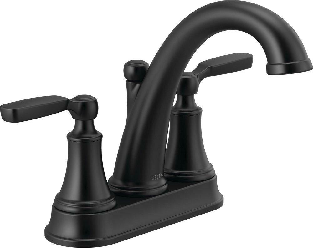 Two Handle Centerset Bathroom Sink Faucet In Matte Black Bathroom Faucets Matte Black