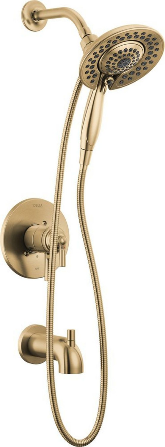 Two Handle Multi Function Bathtub & Shower Faucet In Brilliance® Champagne Bronze (Trim Only) Bathroom Faucets Brilliance Champagne Bronze