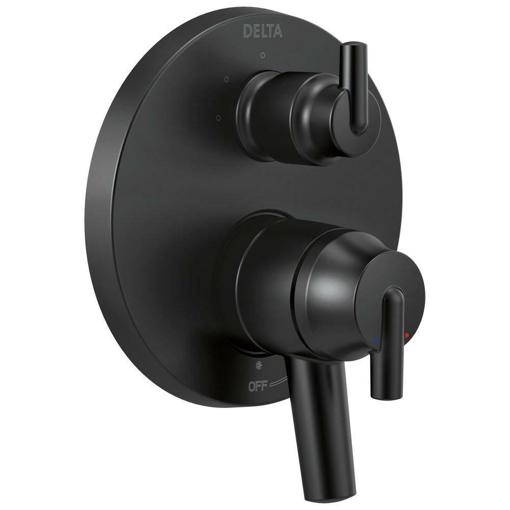 Two Handle Pressure Balancing Valve Trim In Matte Black Bathroom Faucets Matte Black