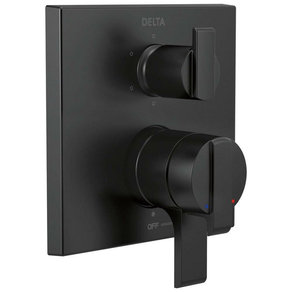 Two Handle Pressure Balancing Valve Trim In Matte Black Bathroom Faucets Matte Black