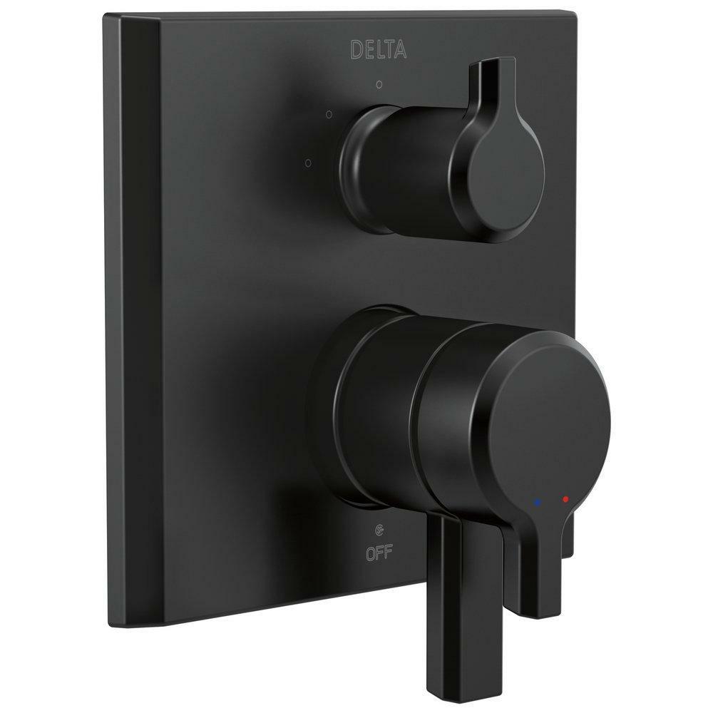 Two Handle Pressure Balancing Valve Trim In Matte Black Bathroom Faucets Matte Black