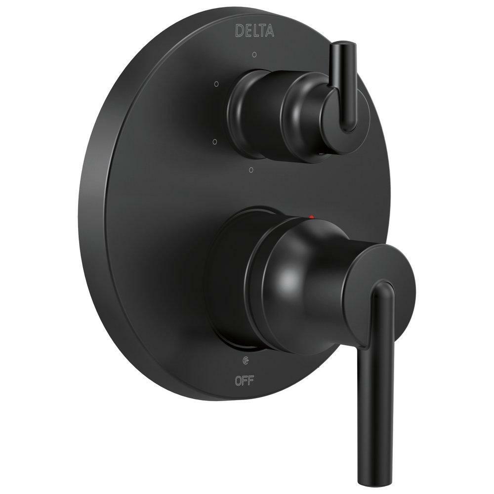 Two Handle Pressure Balancing Valve Trim In Matte Black Bathroom Faucets Matte Black