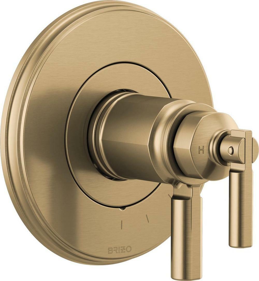 Two Handle Thermostatic Valve Trim In Luxe Gold Bathroom Faucets Luxe Gold