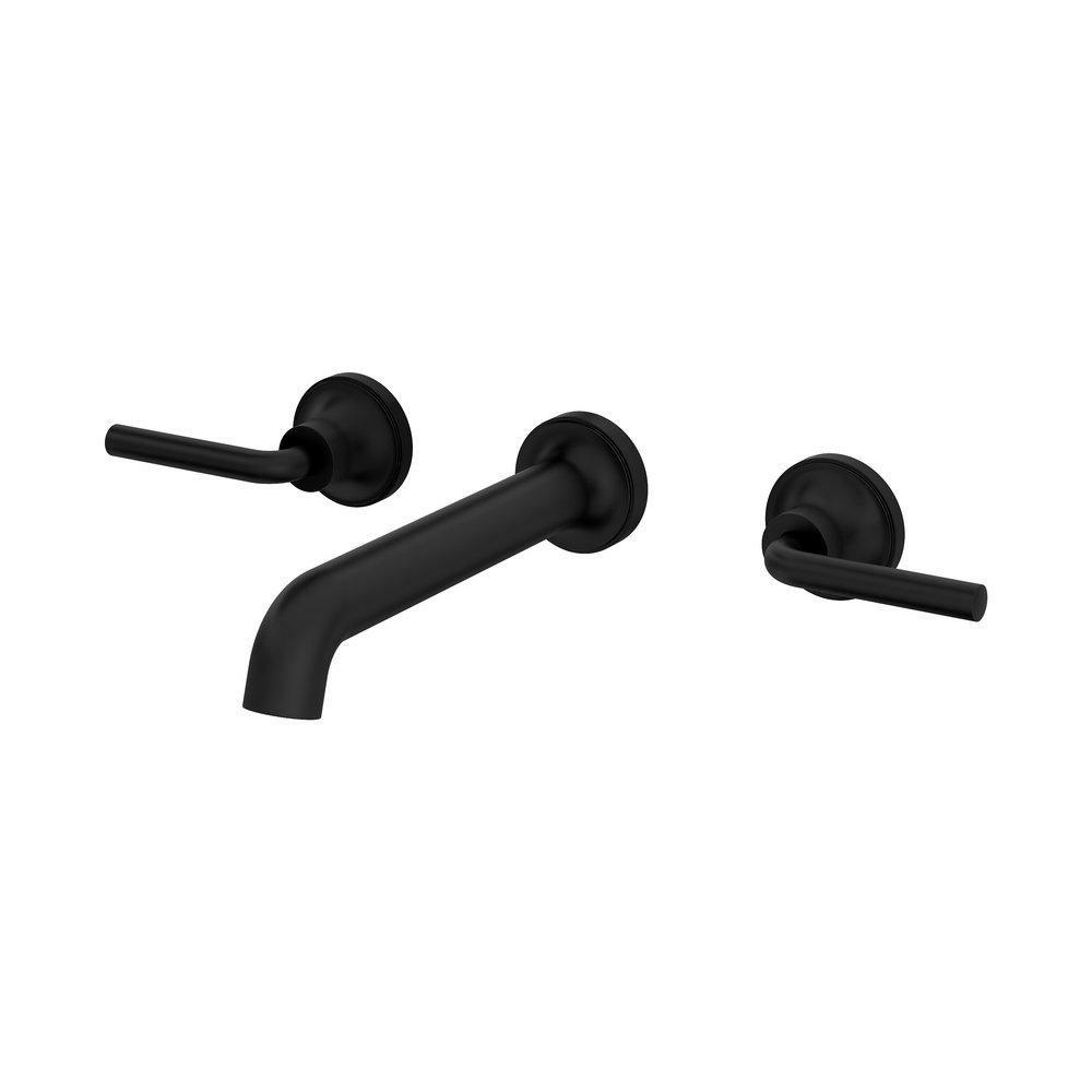 Two Handle Wall Mount Widespread Bathroom Sink Faucet In Matte Black Bathroom Faucets Matte Black