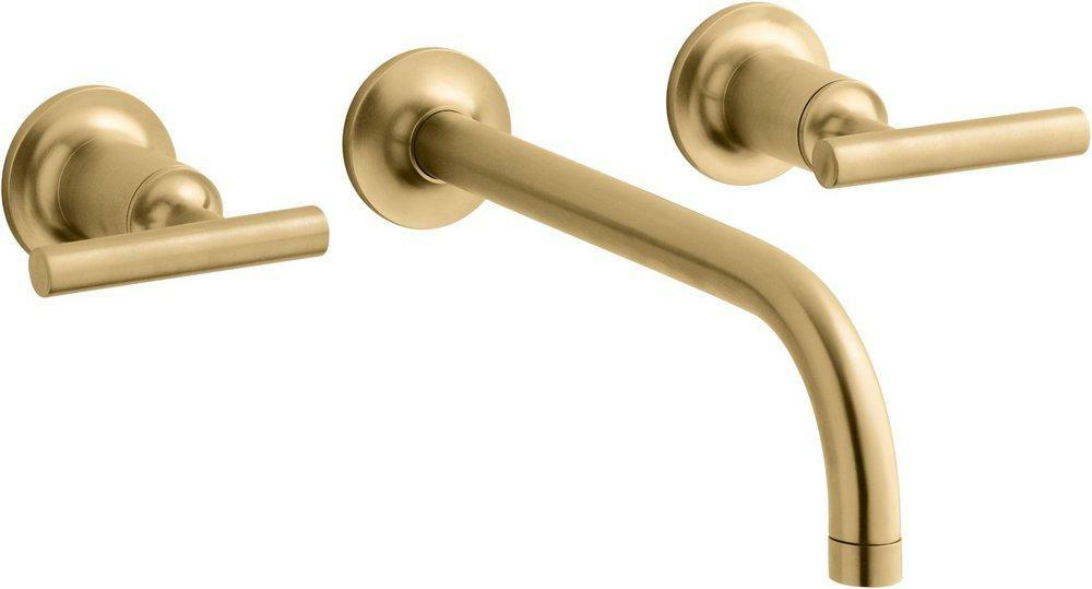 Two Handle Wall Mount Widespread Bathroom Sink Faucet In Vibrant® Brushed Moderne Brass Bathroom Faucets Vibrant Brushed Moderne Brass