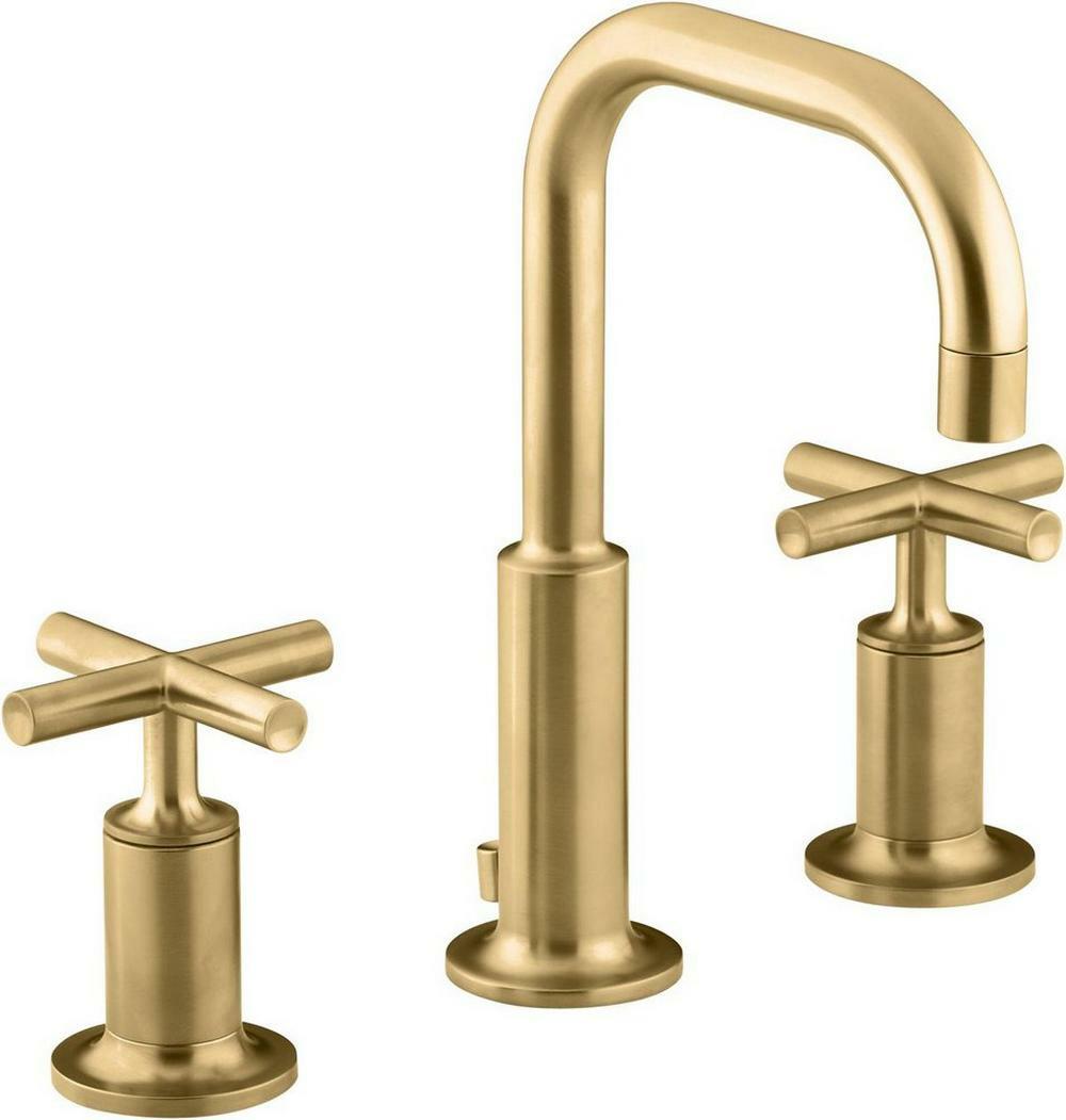 Two Handle Widespread Bathroom Sink Faucet In Vibrant® Brushed Moderne Brass Bathroom Faucets Vibrant Brushed Moderne Brass