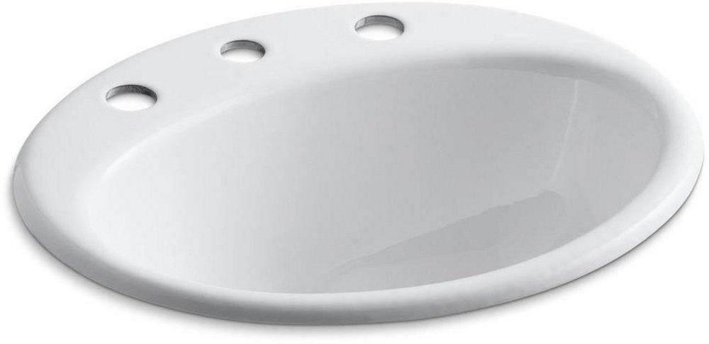 19-1/4 X 16-1/4 In. Oval Drop-In Bathroom Sink In White Bathroom Sinks White