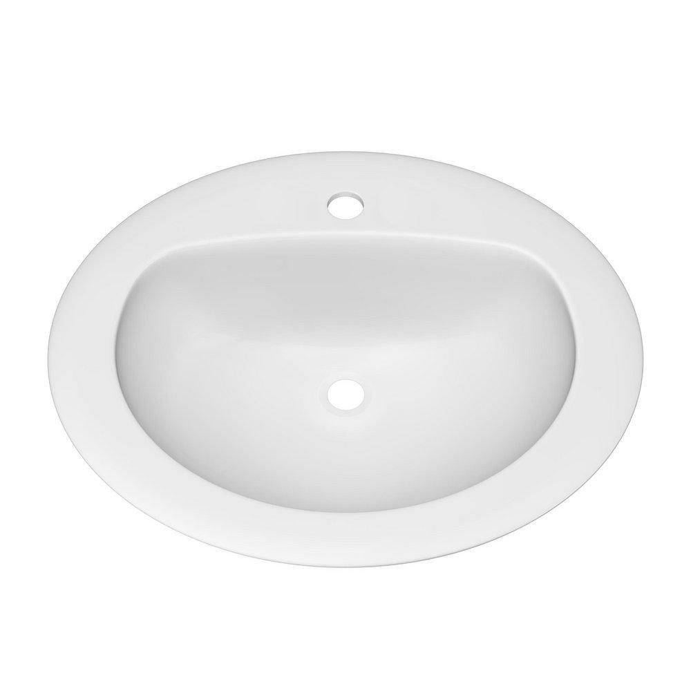 20-1/2 X 17 In. Oval Drop-In Bathroom Sink In White Bathroom Sinks White