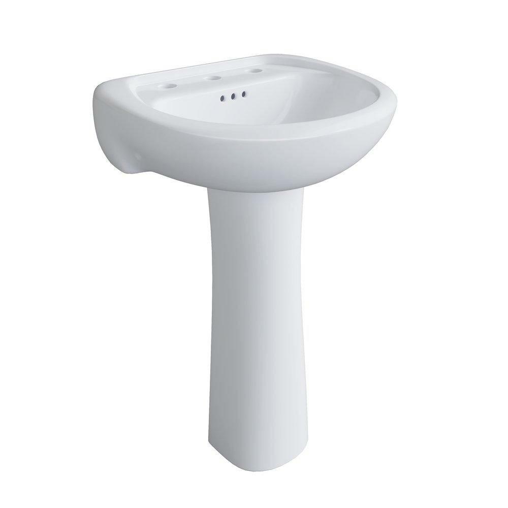 20-1/4 X 18 In. Oval Pedestal Bathroom Sink In White Bathroom Sinks White